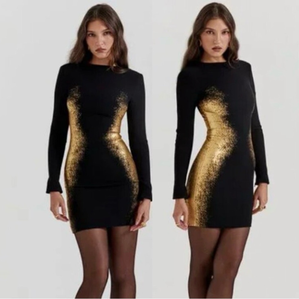House of CB Domenica Foil Print Mini Dress